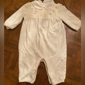 Ralph Lauren Cream Snowflake Baby Onsie